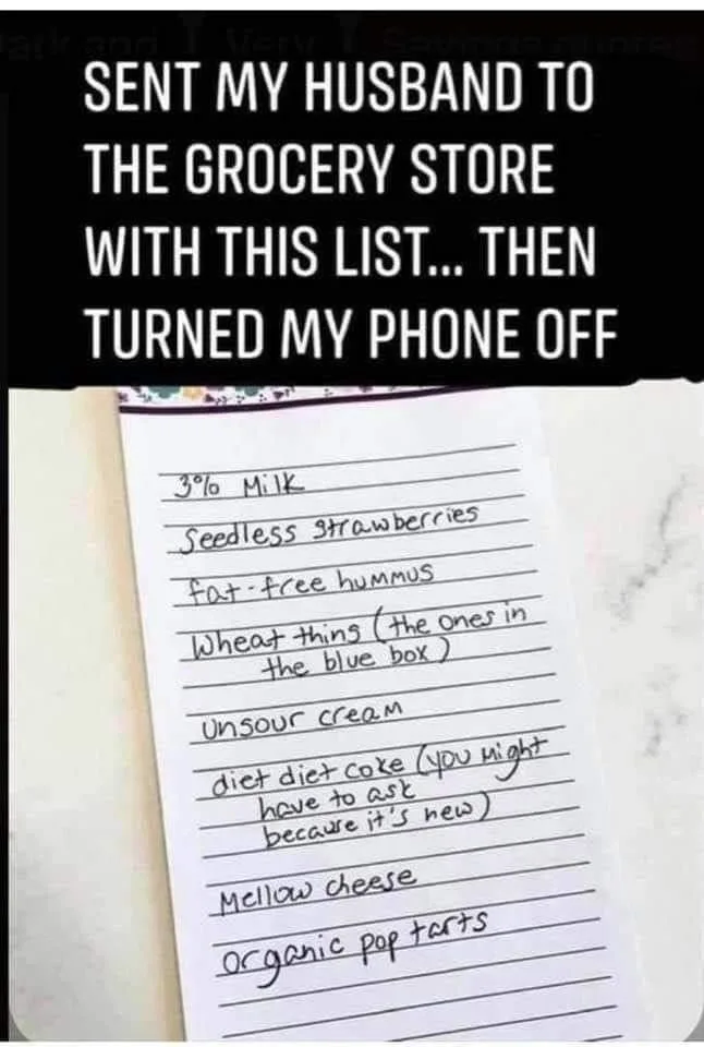grocery list meme