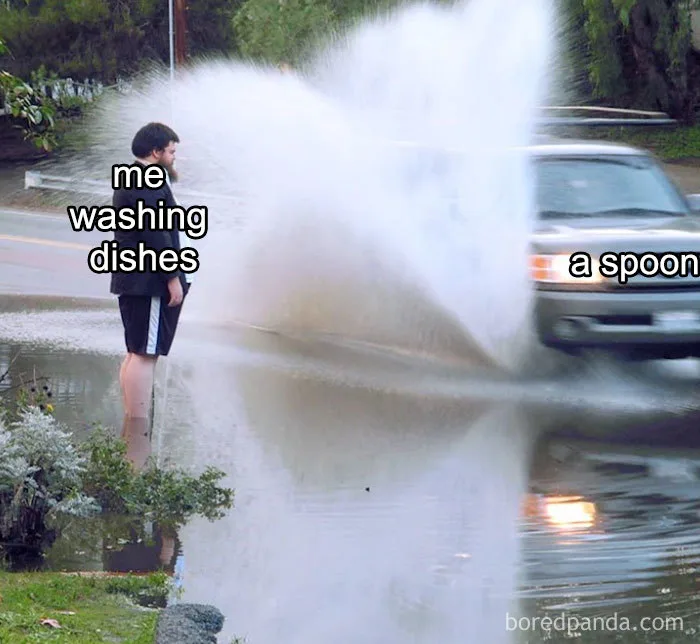 washing dishes meme
