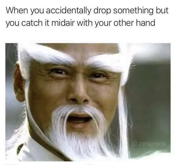 dropping something meme
