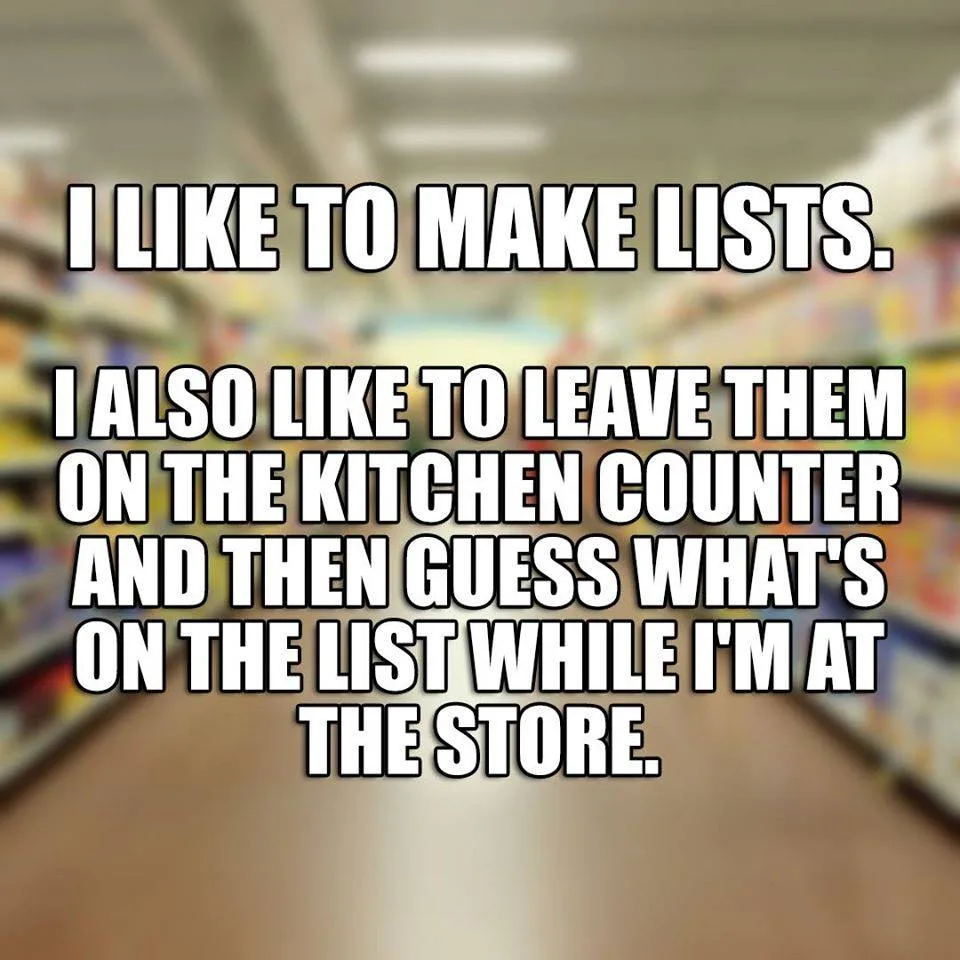 grocery list meme