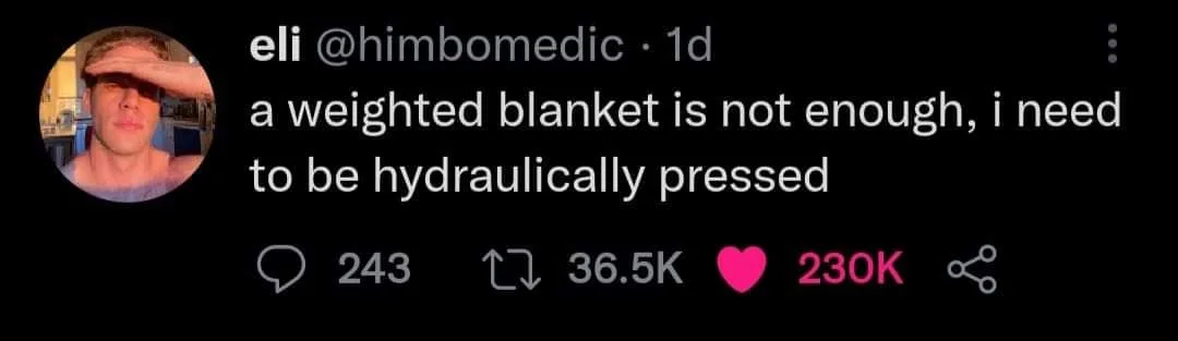 weighted blanket meme
