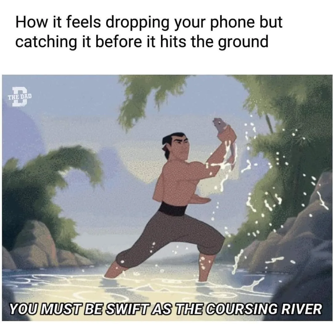 dropping something meme