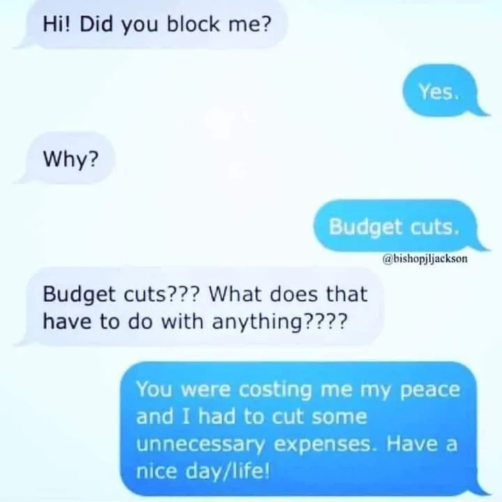 cutting someone off from your life meme