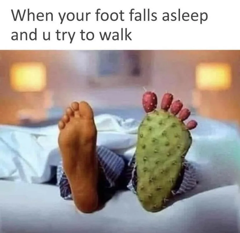 having your foot fall asleep meme