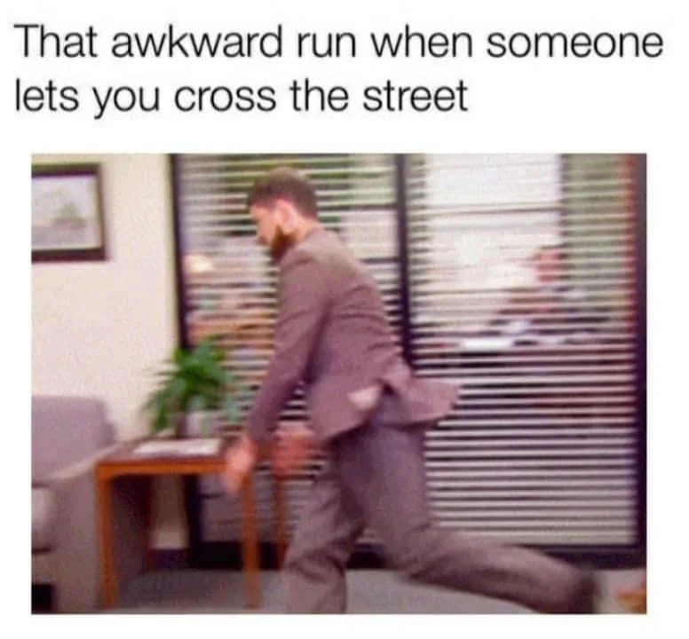 crossing the street meme