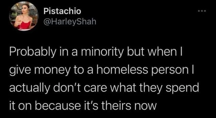 giving money to a homeless person meme